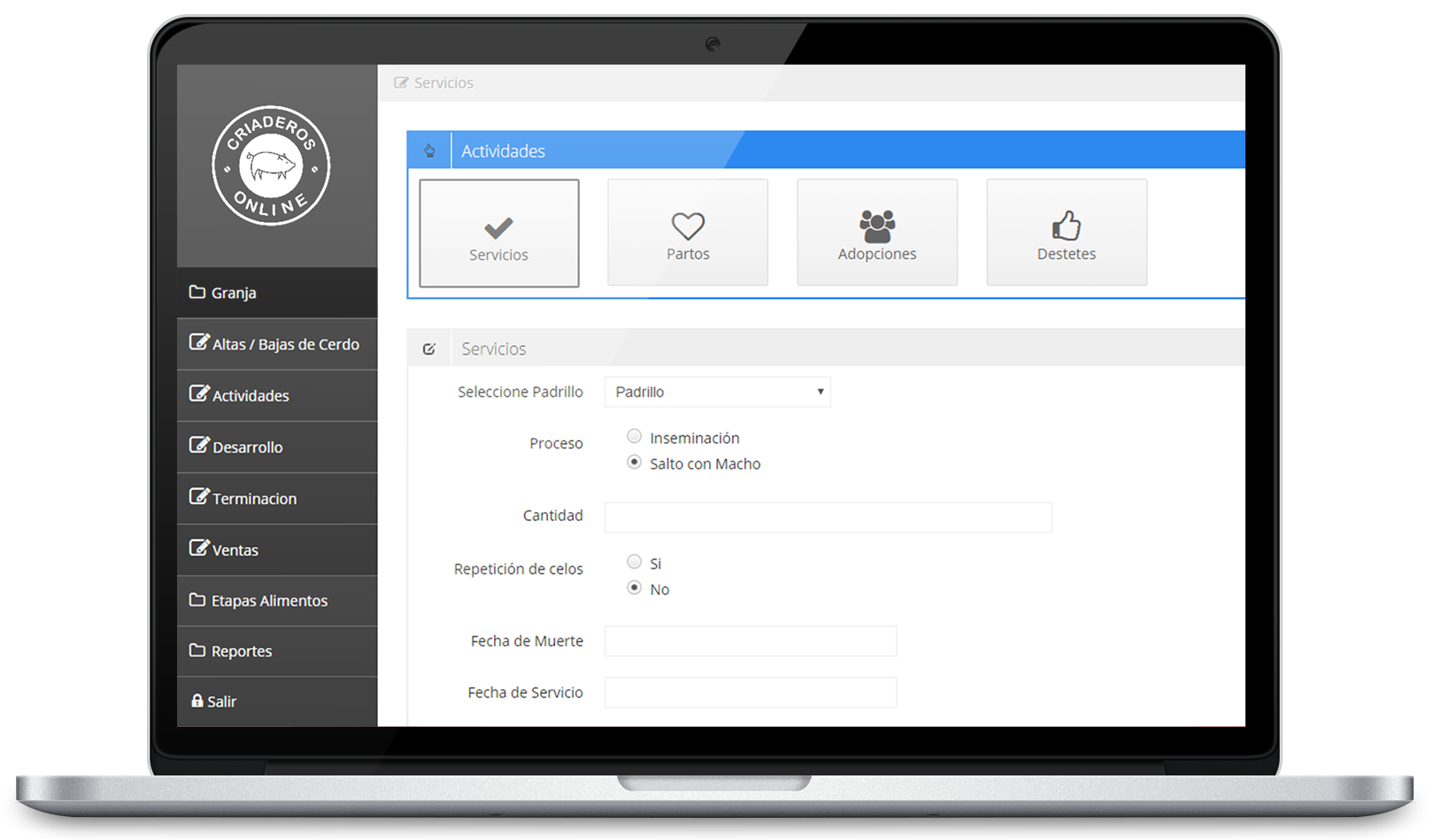 Sistema Criaderos Online :: Software Porcino